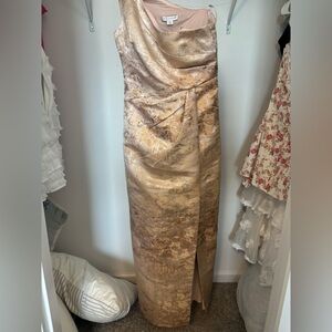 Kay Unger Metallic Gold and Blush Maxi Dress